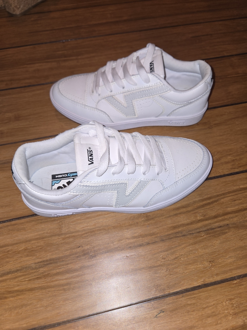 Vans White Low-Top Sneakers with Signature Side Stripe